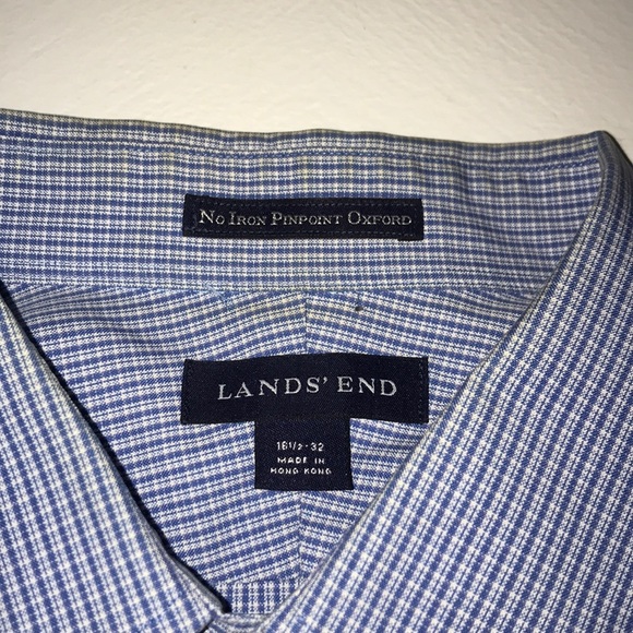 Lands’ End White and Blue Dress Shirt - Picture 2 of 2